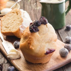 Easy No-Knead Blueberry Muffins