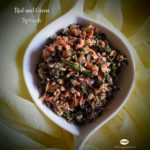 Recipe for Goan Tambdi Bhaji Foogath mixed with Palak and Chana(Red & Green
Spinach with Roasted Gram)