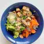 Vegan poke bowl with crispy tofu