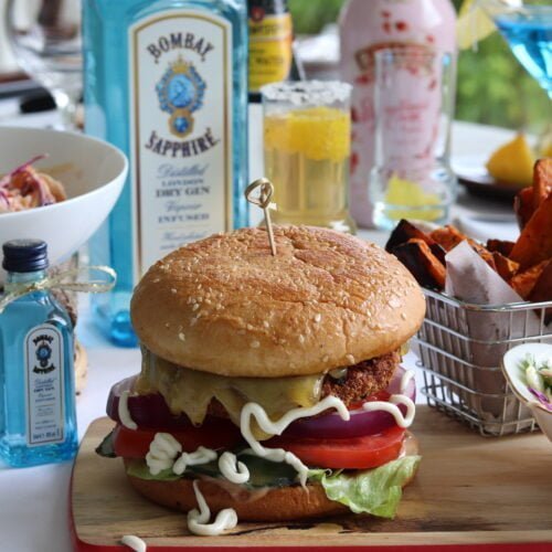 Chicken Burger with home made Sweet Potato Chips