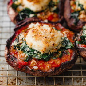 Stuffed Portobello Mushrooms with Crispy Goat Cheese
