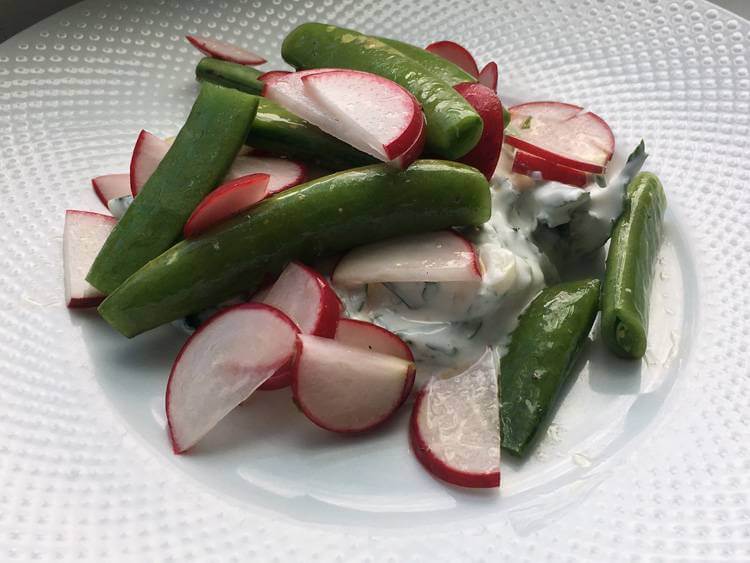 Radish and Snap Pea Salad with Herbed Yogurt