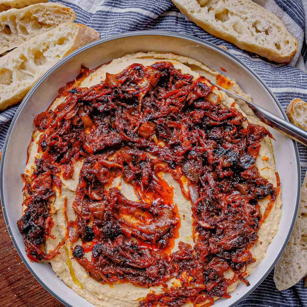 Sweet & Smoky Caramelized Onion Hummus