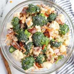 Amish Broccoli Salad with Cauliflower and Bacon