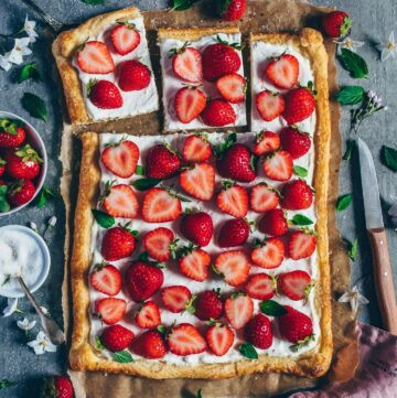 Easy Vegan Strawberry Cream Puff Pastry Tart