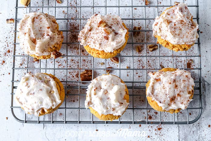 Low-Carb Pumpkin Cookies with Cream Cheese and Pecan Frosting