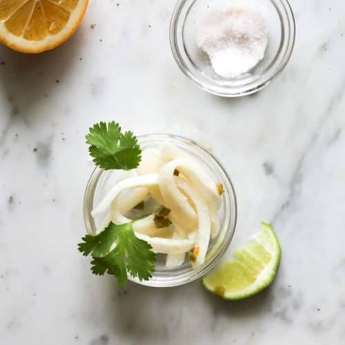 Easy Pickled Jicama with Jalapeno Lime and Cayenne