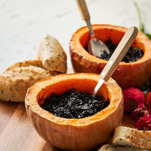 Squid Ink Risotto with Pumpkin