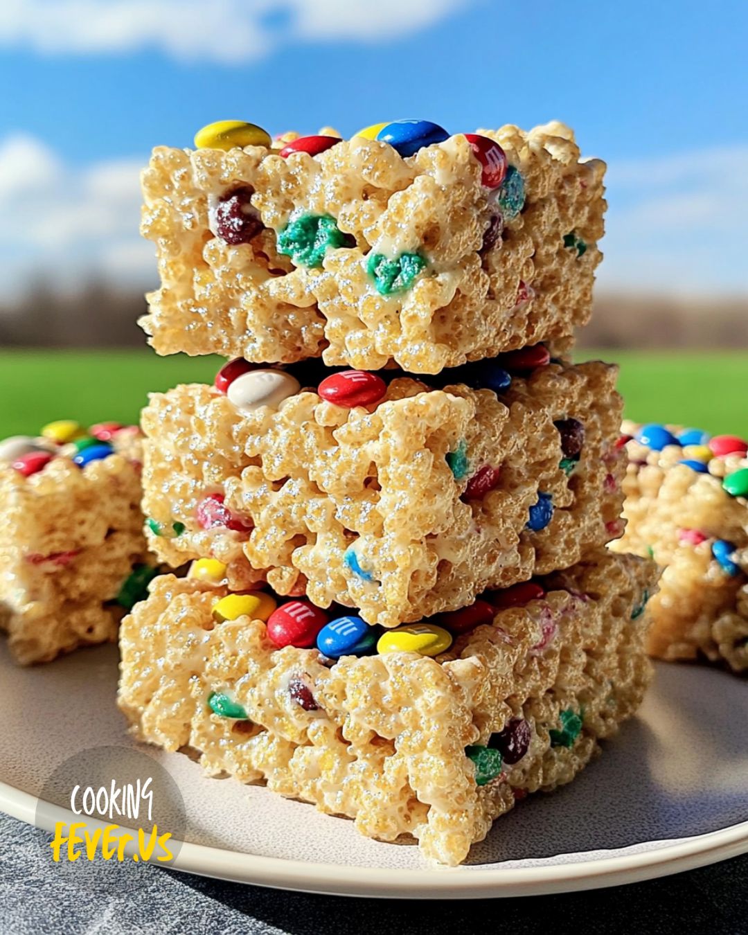 Rice Krispie Treats with M&Ms