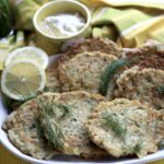 Zucchini Lemon Dill Fritters With Lemon Feta Dip