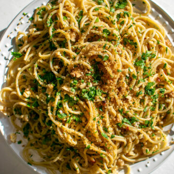Anchovy and Walnut Pasta with Garlic Breadcrumbs
