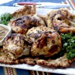 Mustard Roast Chicken over Pretzel Knödel