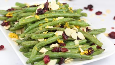 Orange Scented Green Beans with Cranberries and Almonds