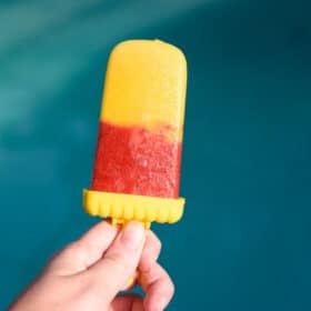Fruit Popsicles with Mango, Orange, & Strawberry