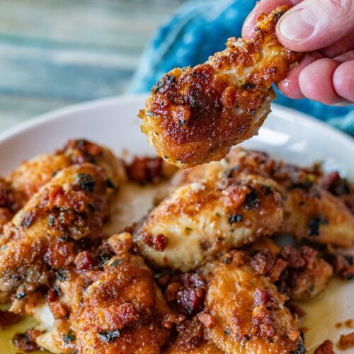 Marsala Chicken Wings with Pancetta
