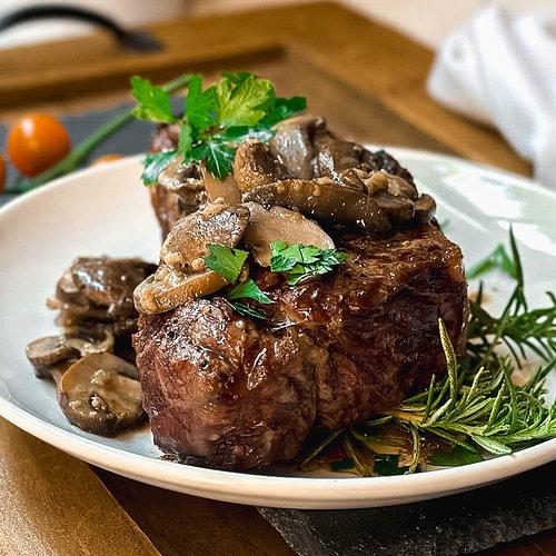 Grilled Steak and Mushrooms