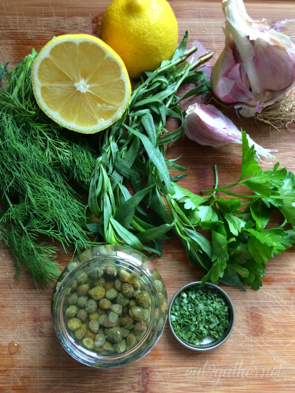 Green Goddess Dressing with grilled vegetable skewers