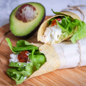 Cottage Cheese, Avocado and Sundried Tomato Breakfast Wrap