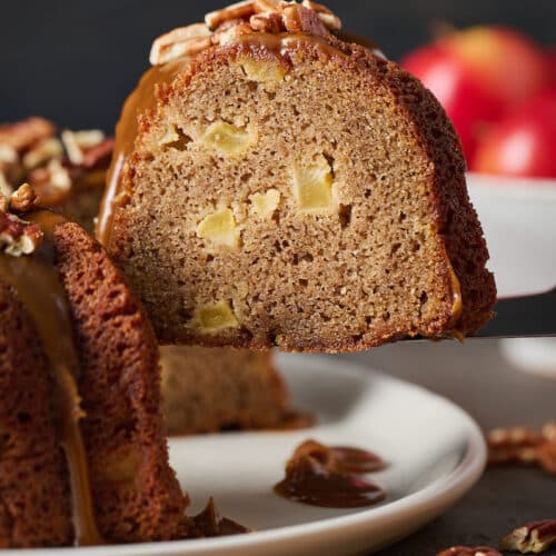 Brown Butter Apple Bundt Cake with Bourbon Butterscotch Sauce