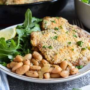Cast Iron Pork Chops with Beans