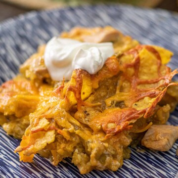 Green Chili Chicken Enchilada Casserole