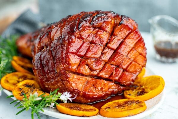 Orange Bourbon Glazed Ham