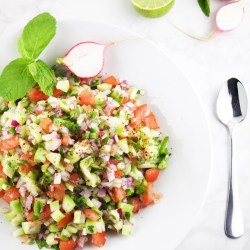 indian cucumber tomato onion salad (kachumber)