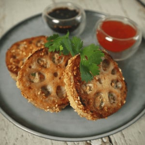 Crispy Stuffed Lotus Root Sandwiches