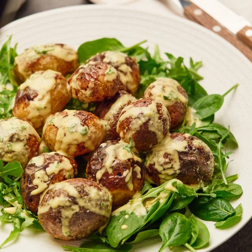Roasted Potatoes with Tahini Sauce