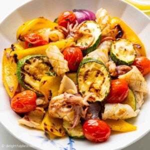 Grilled Squid and Vegetables with Lemon Dressing