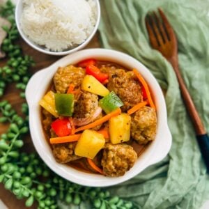 Sweet and Sour Pork Meatballs with Pineapple