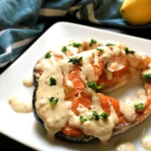 Pan Seared Salmon Steak with Creamy Dijon Sauce