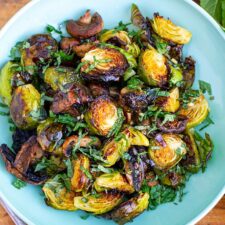 Balsamic Roasted Brussels Sprouts And Mushrooms