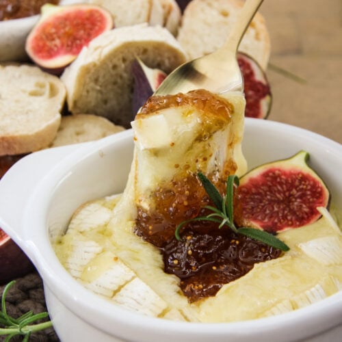 Baked Brie with Fig Jam, Garlic and Rosemary