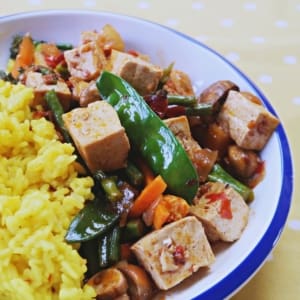 Sichuan Tofu Curry and Saffron Rice