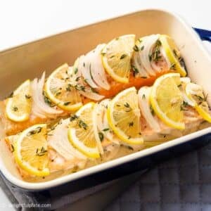 Slow Baked Salmon With Lemon And Onion