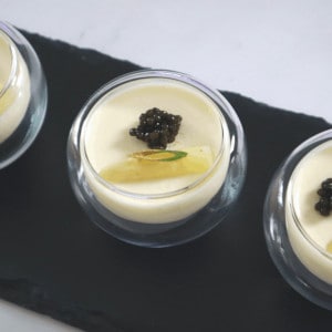 White Asparagus Panna Cotta with Oscietra Caviar