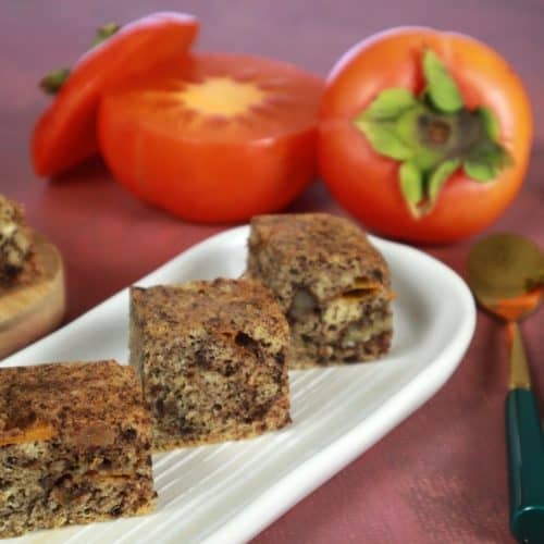 Steamed Persimmon Cake with Pecan Nuts