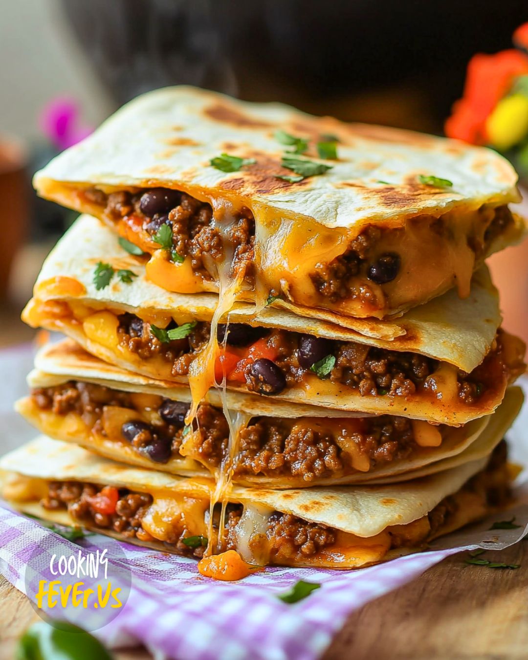 Cheesy Ground Beef Quesadillas