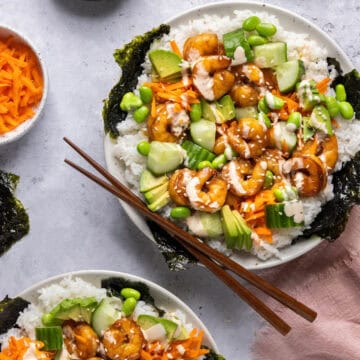 Shrimp Sushi Bowls With Sriracha Mayo