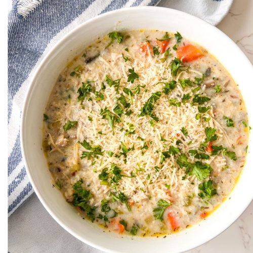 Chicken Soup with Wild Rice and Mushrooms