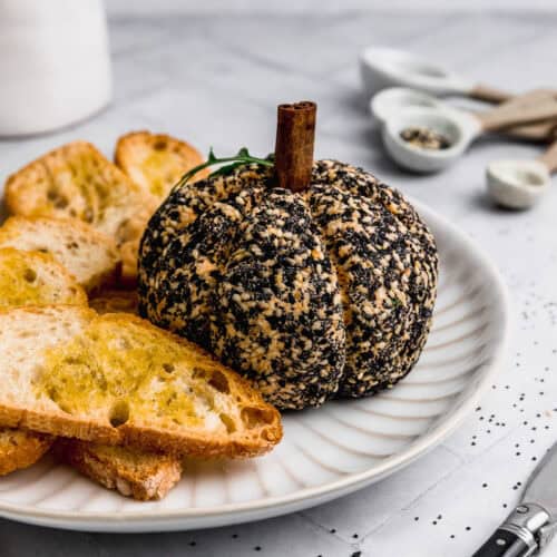Pumpkin-shaped cheese ball
