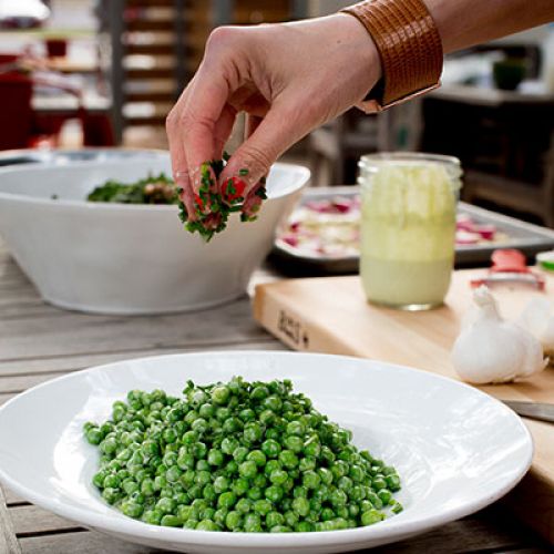 Fresh Spring Peas with Chives and Minty “Ranch” Dressing