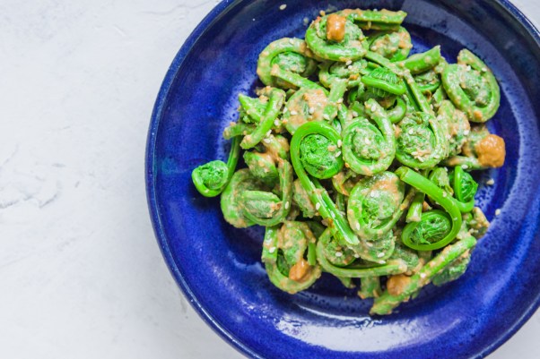 Fiddlehead Salad with Sesame Dressing