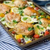 Simple Mediterranean Greek Chicken Sheet Pan Dinner