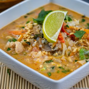 Tom Yum Chicken & "Rice" Soup