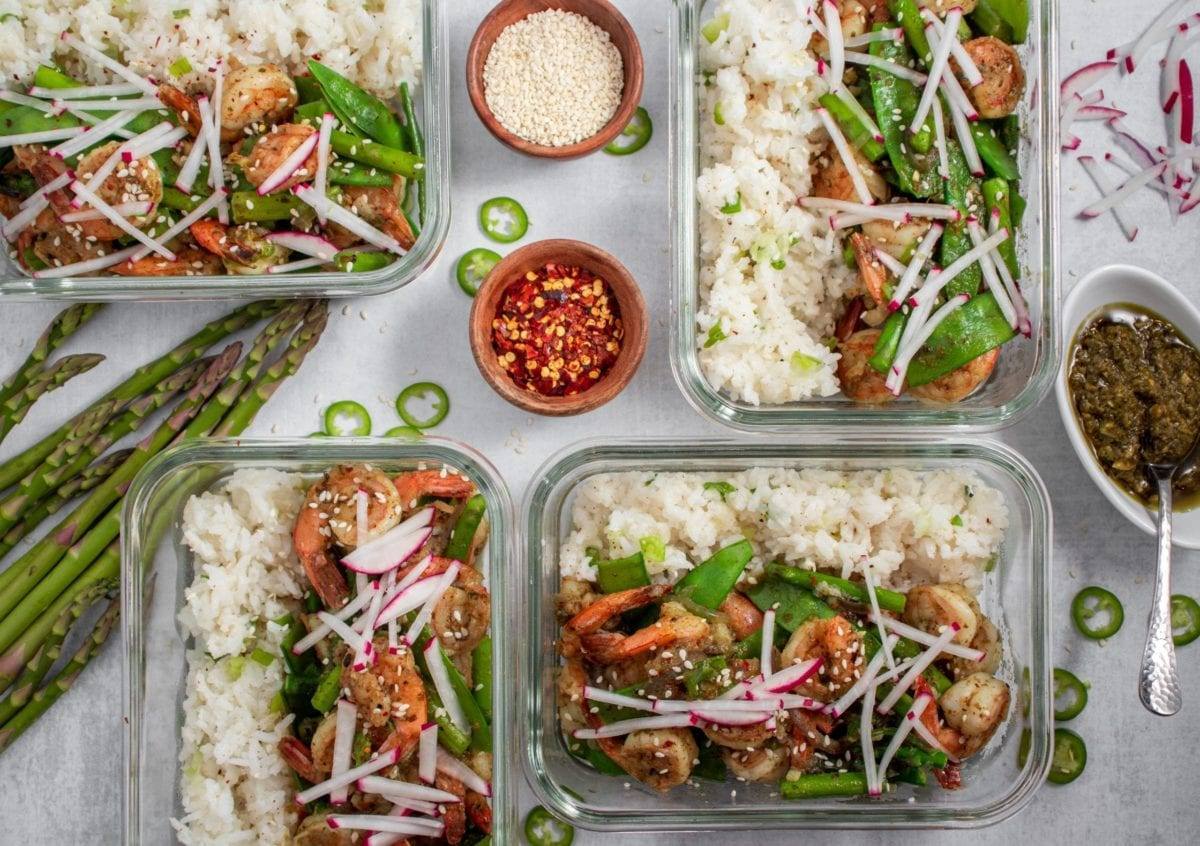 Pesto Shrimp Snow Peas Asparagus