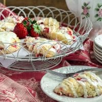 Fresh Buttermilk Strawberry Scones with Lemon Butter Glaze