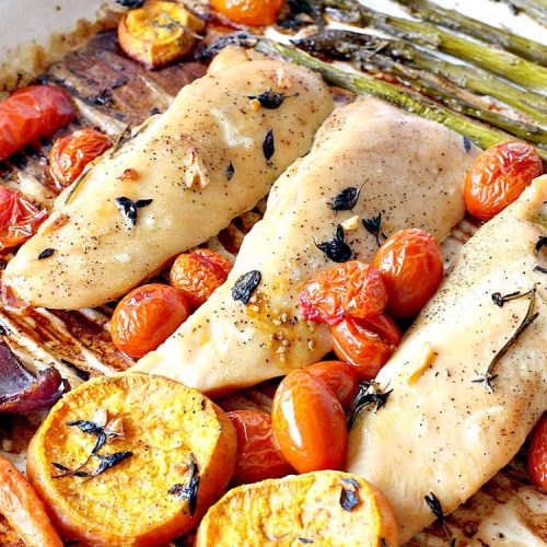 Sheet Pan Chicken and Vegetables with Herb Vinaigrette