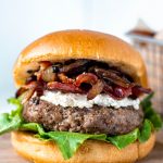 Bacon Goat Cheese Burgers with Caramelized Onions